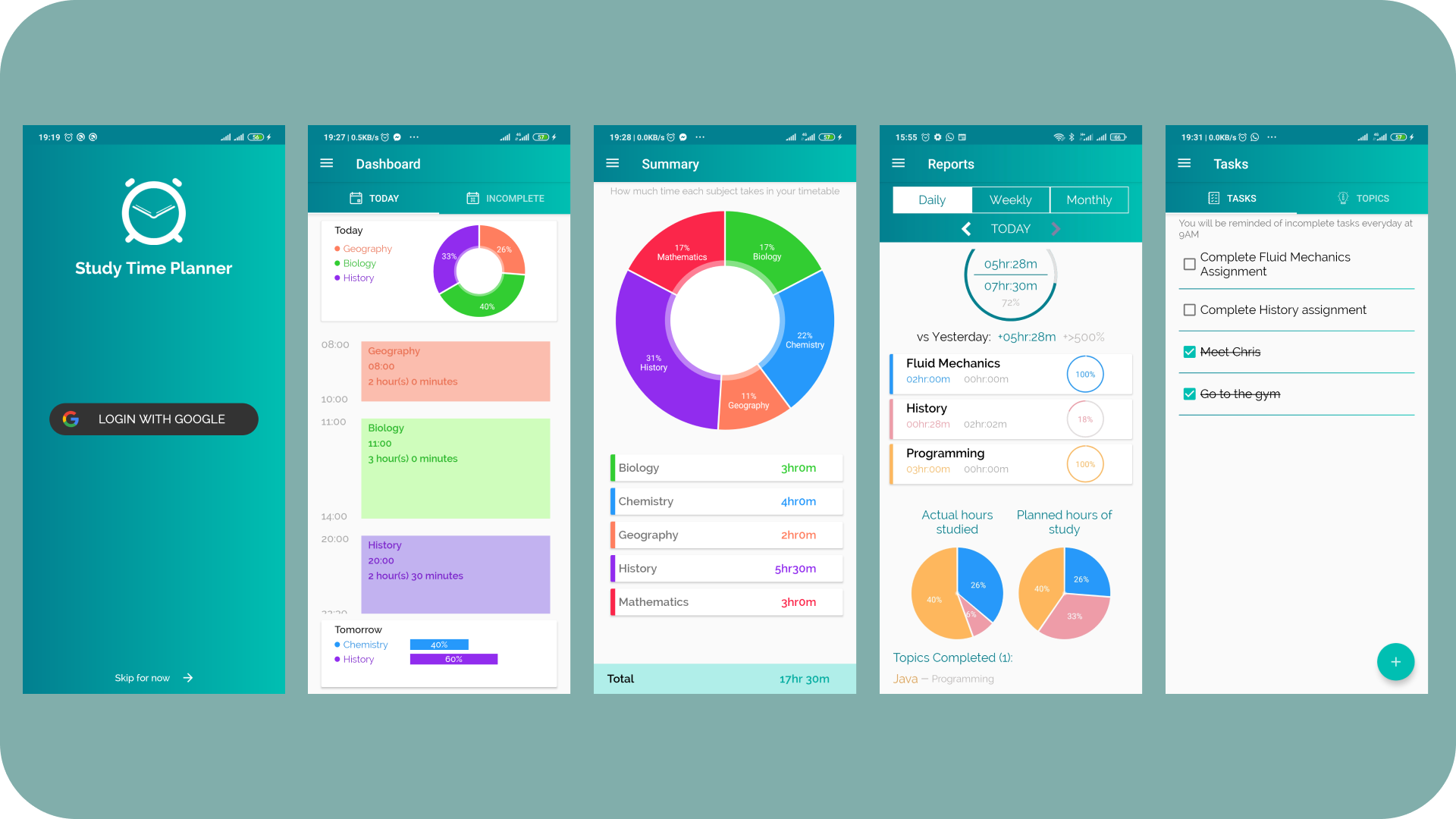 Study Time Planner Screenshots